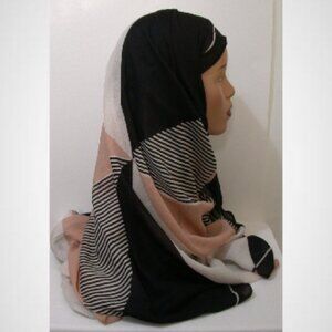 Fashion Scarf Shayla BEIGE and BLACK Hijab Muslim Headcover